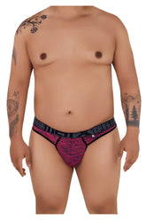 Pink and black microfiber mesh briefs with bold patterned design from xtremen 91100x in red color