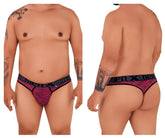 Xtremen 91100x microfiber mesh thongs in red with pink and black bold patterned design for men