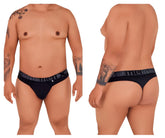 Black xtremen 91101x microfiber thongs with gray logo band and x emblem on front for men’s briefs