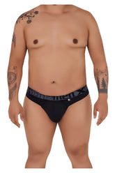Black men’s briefs with gray patterned waistband featuring menx logo size xl microfiber xtremen 91101x thong