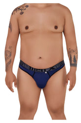 Navy blue microfiber athletic briefs with black strella elastic waistband and logo on lower right in xtremen 91101x thongs