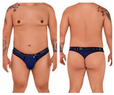 Navy blue microfiber men’s briefs with a black waistband featuring menmed logo from Xtremen 91101X collection