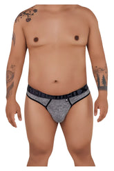 Xtremen 91101x microfiber men’s briefs in jasper gray heather with black trim and branded waistband front view