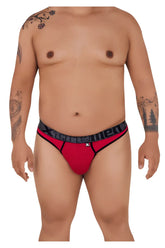 Red men’s microfiber briefs with black trim and branded waistband from xtremen 91101x microfiber thongs color red