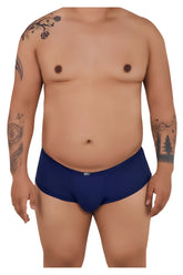 Navy blue Xtremen 91103X microfiber briefs with small white logo on waistband shown from the back side