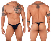 Black mesh thong with subtle textured pattern from Xtremen 91120 lace thongs collection in color black back view