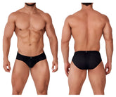 Xtremen 91169 black mesh briefs with subtle perforated pattern and small logo on waistband front side