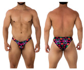 Xtremen 91172 printed bikini color bows vibrant neon-patterned men’s swim trunks with pink blue green and purple hues