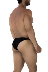 Black xtremen 91177 microfiber bikini briefs with sleek form-fitting design shown from the back side