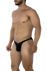 Black Xtremen 91177 microfiber bikini thong with form-fitting design and subtle logo on the waistband back side view