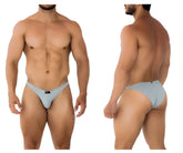 Xtremen 91183 microfiber bikini briefs in light blue with seamless minimalist design and black logo waistband
