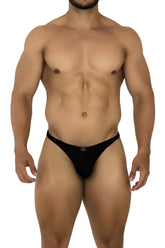 Black xtremen 91185 mesh thongs with sleek form-fitting design and small logo on the front
