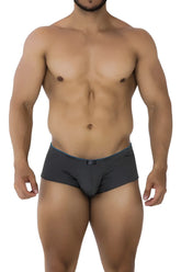 Dark gray Xtremen 91190 jacquard trunks featuring subtle blue trim along the waistband for comfortable wear