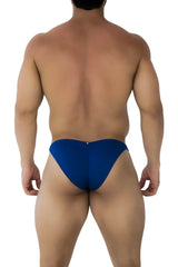 Blue xtremen 91192 jacquard bikini athletic briefs with sleek form-fitting design in royal blue fabric