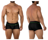 Xtremen 91196 jacquard trunks black athletic briefs with neon green waistband trim and subtle textured pattern