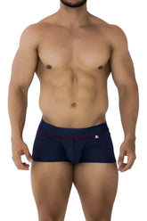 Navy blue Xtremen 91196 jacquard trunks with red trim and small white logo on the waistband underwear briefs