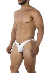 White xtremen 91197 jacquard bikini briefs with a sleek textured form-fitting design