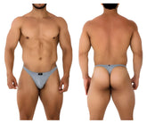 Gray xtremen 91203 microfiber thongs with subtle textured fabric and a small black logo on the front