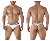 White xtremen 91208b microfiber briefs with gray elastic waistband featuring bold xtremen brand name