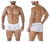 Xtremen 91209b white microfiber trunks with subtle textured pattern and small logo on waistband front view