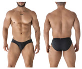 Black xtremen 91210b microfiber briefs with a textured ribbed waistband and subtle front branding