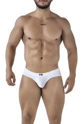 White Xtremen 91210B microfiber briefs with a subtle textured pattern and small brand logo on the waistband