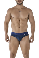Navy blue xtremen 91211b microfiber thongs with darker navy waistband featuring brand name and logo