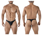 Black xtremen 91214b microfiber thong with mesh fabric and small logo on front and back sides