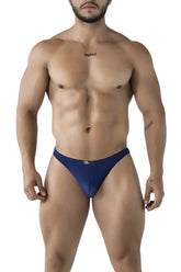 Xtremen 91214b microfiber thongs in dark blue with a subtle pattern mesh and small brand tag on the waistband