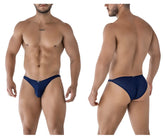 Navy blue xtremen 91215b microfiber bikini briefs with subtle mesh texture and small front brand logo