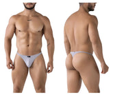 Light gray Xtremen 91217 microfiber thong with seamless design and subtle brand logo on the front