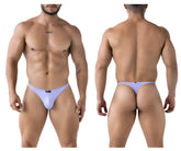 Lavender-colored xtremen 91217 microfiber thong with a small black logo on the front band in lilac color