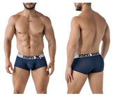 Navy blue Xtremen 91222 microfiber trunks for men with a white elastic waistband and black premen xt logo