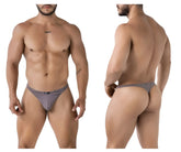 Gray xtremen 91223 microfiber thongs with a subtle textured design and patterned briefs style