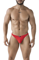 Red xtremen 91223 microfiber thongs with mesh fabric and black brand tag at the waistband
