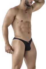 Black mesh Xtremen 91224 microfiber bikini briefs with a sleek form-fitting design in front view