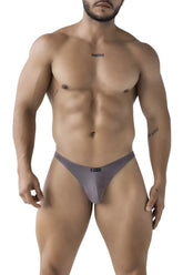 Xtremen 91224 microfiber bikini gray mesh thong with subtle pattern and small black brand tag at the center