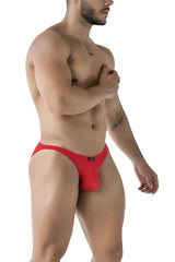 Red mesh microfiber bikini briefs with a snug form-fitting design from xtremen 91224 in red color