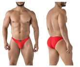 Red textured men’s microfiber briefs with a sleek form-fitting design from Xtremen 91224 microfiber bikini color red