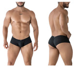 Black xtremen 91225 microfiber trunks with subtle pattern and small brand logo on waistband in textured briefs design