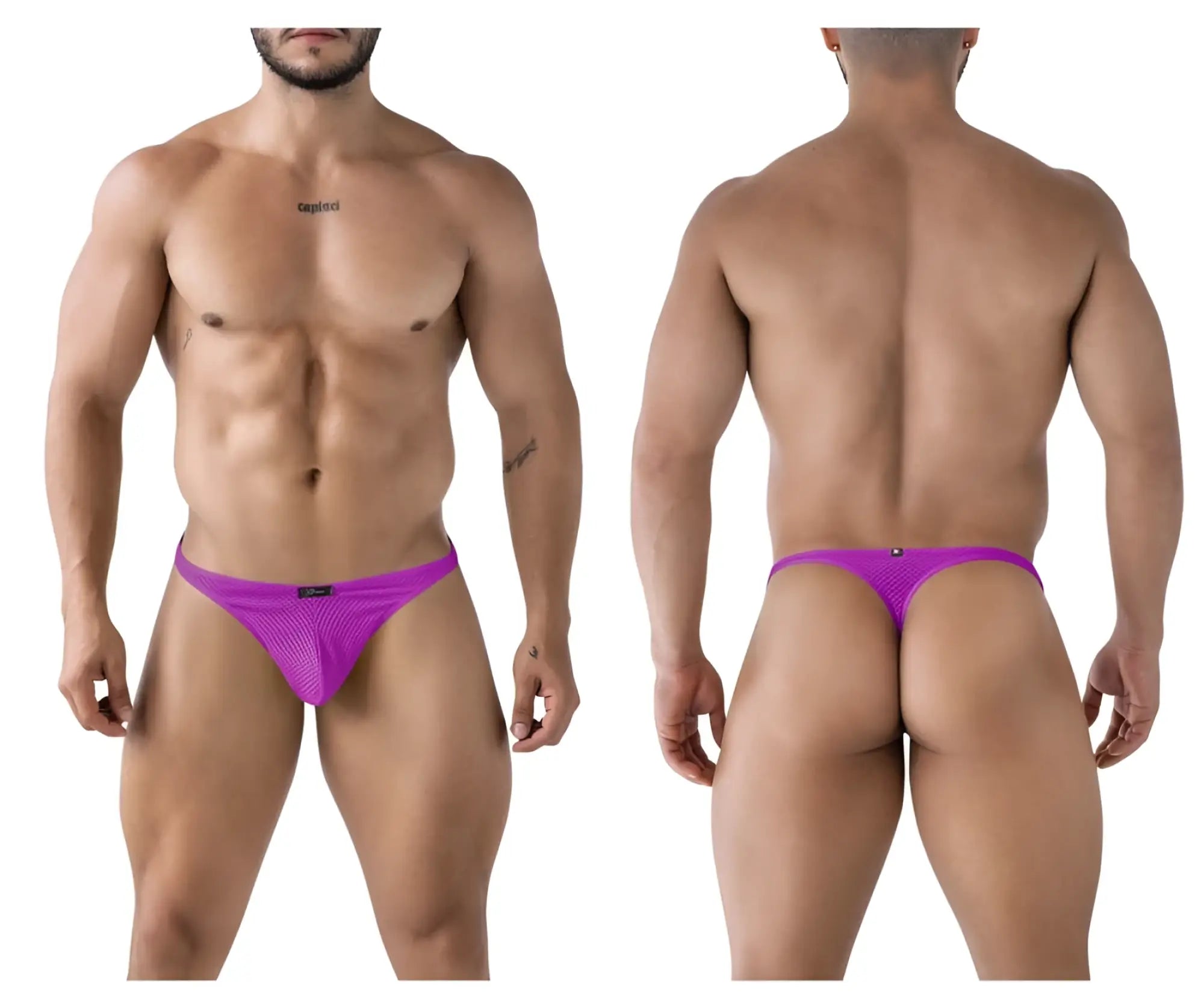 Vibrant purple mesh microfiber thong xtremen 91226 with sleek form-fitting design showing the back side