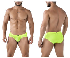 Bright neon green xtremen 91227 microfiber briefs with a sleek form fitting mesh design
