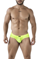 Xtremen 91227 microfiber briefs in neon green bright yellow mesh with black brand tag at the waistband
