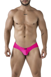Bright pink xtremen 91233 microfiber briefs for men with sleek smooth fabric and a small black brand tag at the waistband
