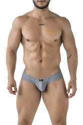 Xtremen 91233 gray microfiber men’s briefs with a subtle logo on the waistband showing the front side