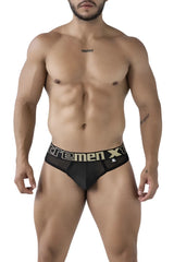 Black xtremen 91235 microfiber thongs with gold and white extremen xt logo band