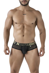 Black mesh microfiber briefs with gold and black xtreme logo waistband xtremen 91236 color black