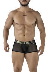 Black sheer men xtra boxer briefs with black elastic waistband made of microfiber in xtremen 91237 style