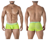 Xtremen 91237 microfiber bright neon green sheer men’s briefs with matching gray extreme logo waistband