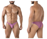 Purple microfiber bikini thong in blackberry color with a smooth form-fitting design and small xtremen brand tag at front